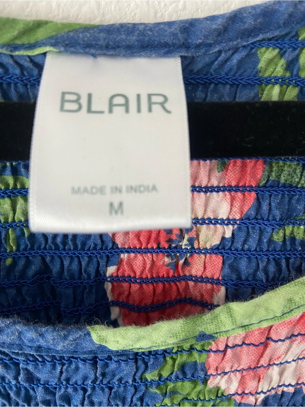 Blair Floral Smocked Midi Dress Blue Pink Cottagecore Size M